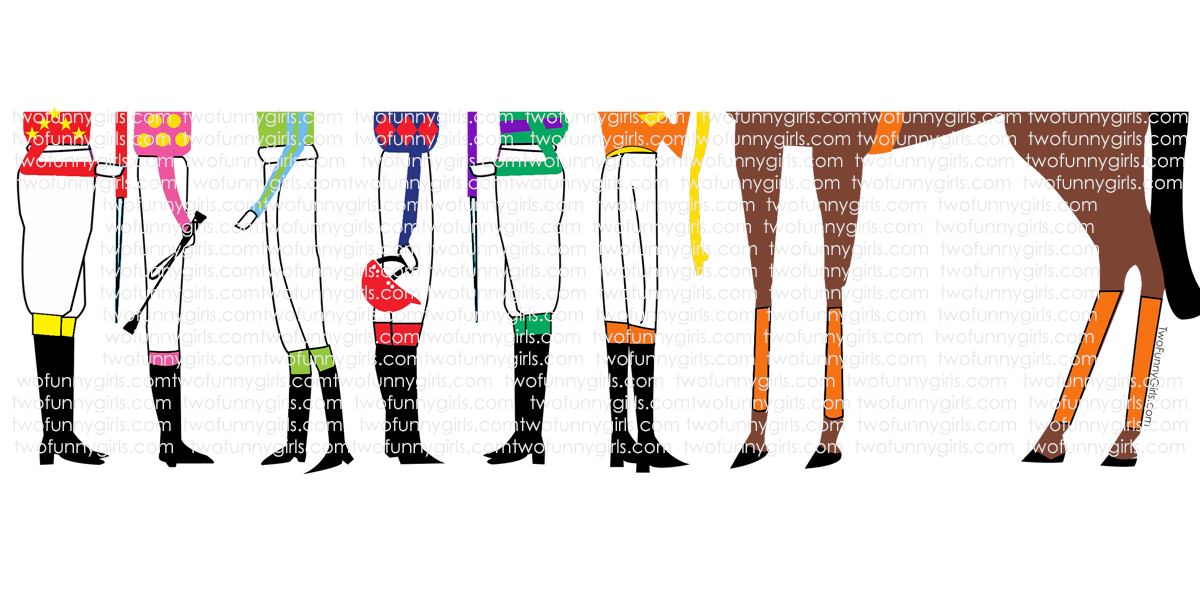 Two Funny Girls - Vente Gobelets jetables - Lot de 10 gobelets en plastique Kentucky Derby Jockey/Horse Legs1