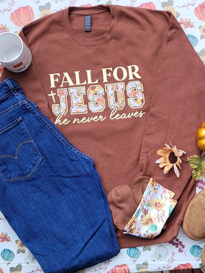 Fall For Jesus Sweatshirt - Cozy Christian apparel for wholesale by Bee Nice Designs