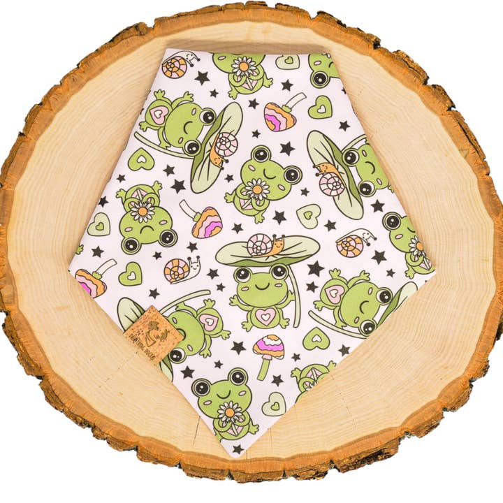 Cute Frogs - Pet Bandana, Tie On, Spring for wholesale by Everything Doggo
