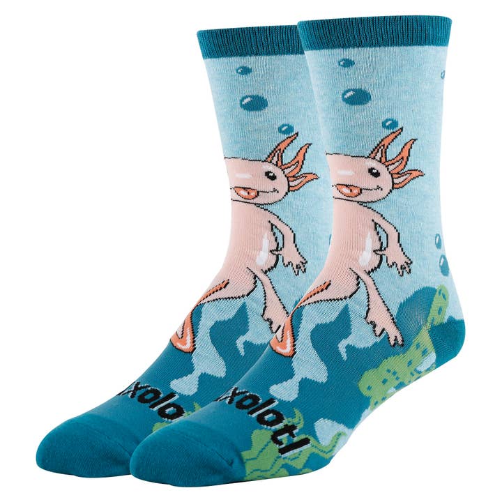 Axoloti Spirit | Men's Funny Cotton Crew Socks for wholesale by Oooh Yeah/Sock It Up/Oooh Geez Slippers