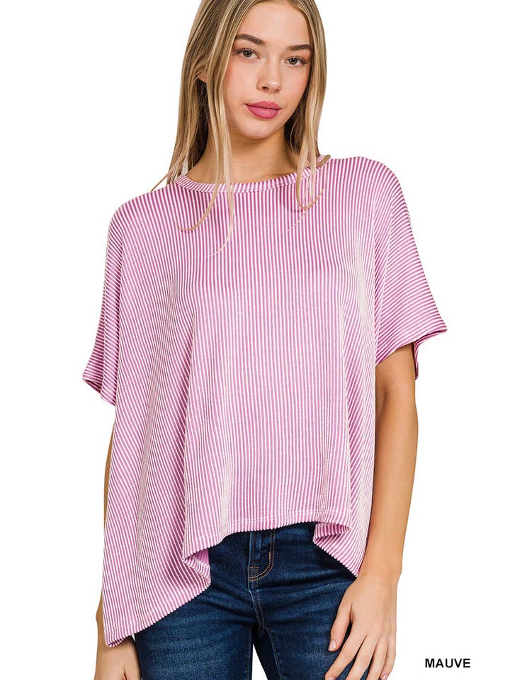 42POPS - Wholesale Knit Top - Women's - `.Cord Rib Pin-striped Oversized Top19