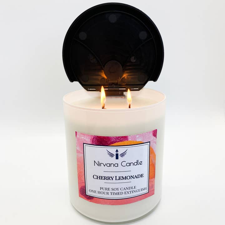 Nirvana Candle - Vente Bougie en bocal - Bougie auto-extinguible limonade cerise2