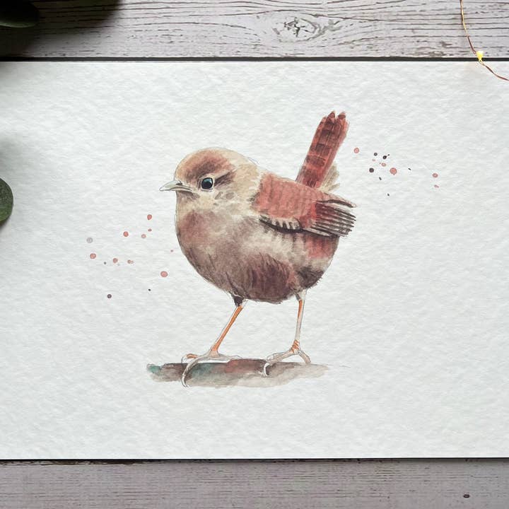 Wren Art Print | Wall Art, Bird Art, British Birds for wholesale by Georgina Doodles