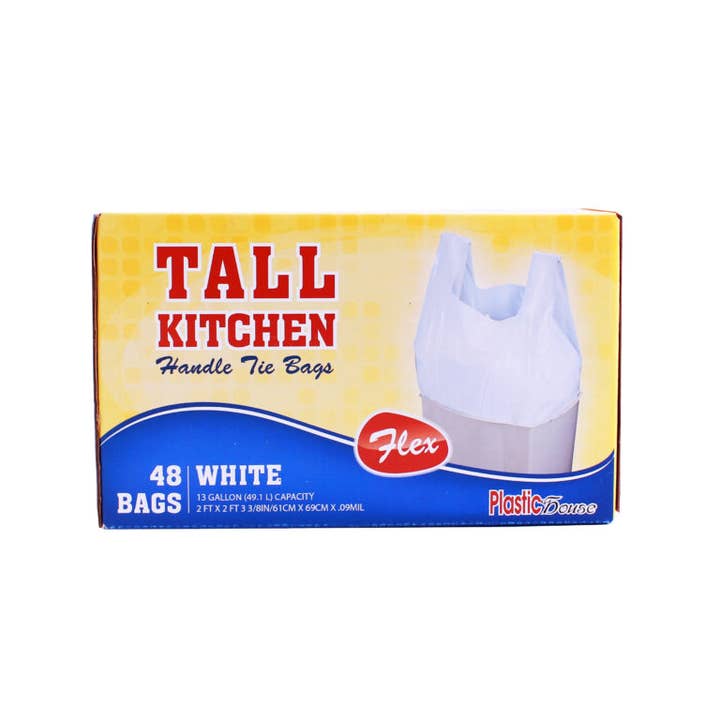 Handle TIE Flex White Tall Kitchen Trash Bags, 13 Gallon, 48 for wholesale by HomeyGear