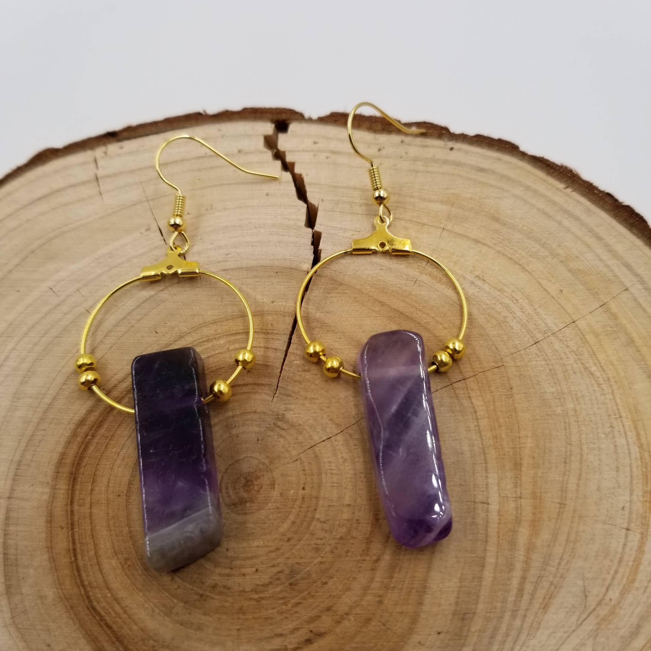 CHAKRA JEWELRY - Venta al por mayor Pendientes colgantes - Pendientes con forma de pilar de cristal natural2