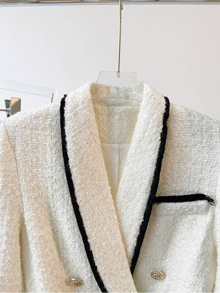 Productseeker - Wholesale Suit set – Women′s - SET018 Tweed Blazer And Short Set Fomal Blazer Set Two Piece8