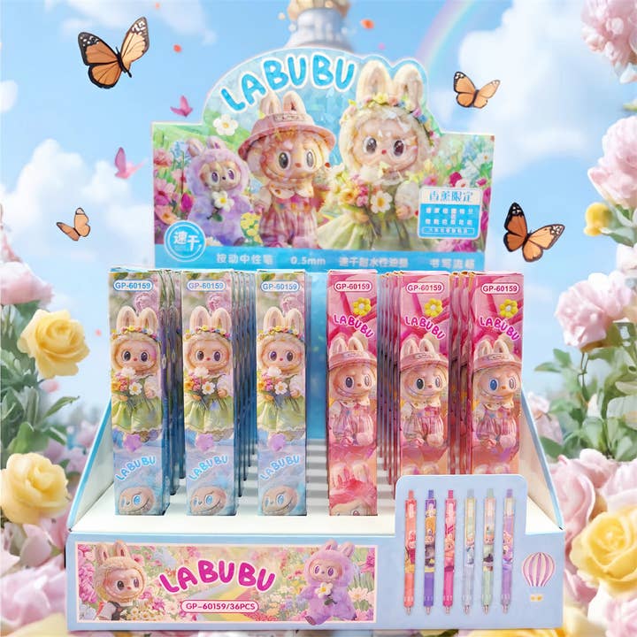 Cute monster inspired black gel pen blind box-36unit for wholesale by Little Trendy