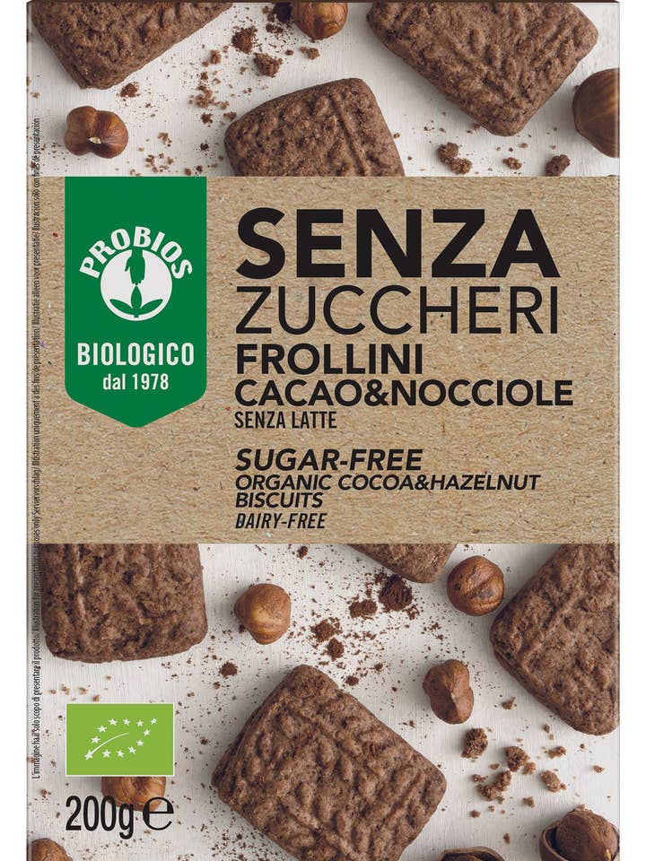 Sugar-free cocoa and hazelnut shortbread for wholesale by Probios