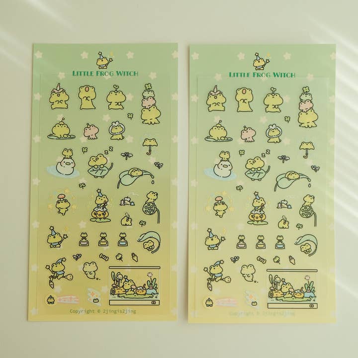Little Frog Witch Sticker Sheet for wholesale by 2jingis2jing