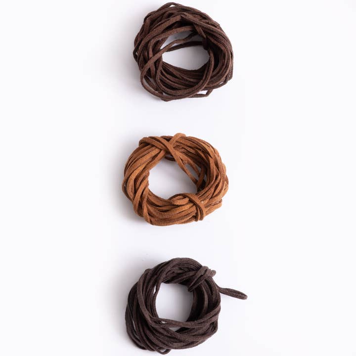 Tan, Brown and Dark Brown Sueded Cording, 12yd for wholesale by Jewelry Made by Me