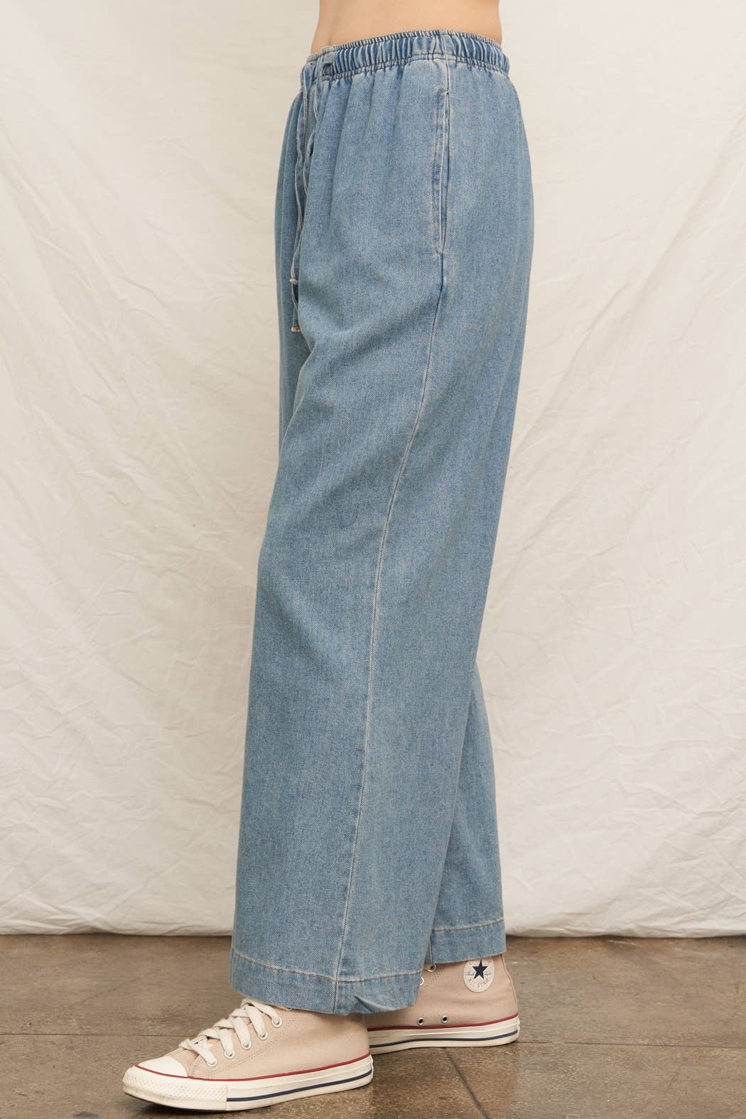 Wide Leg Denim Pants with Elastic Waistband for wholesale on Faire5