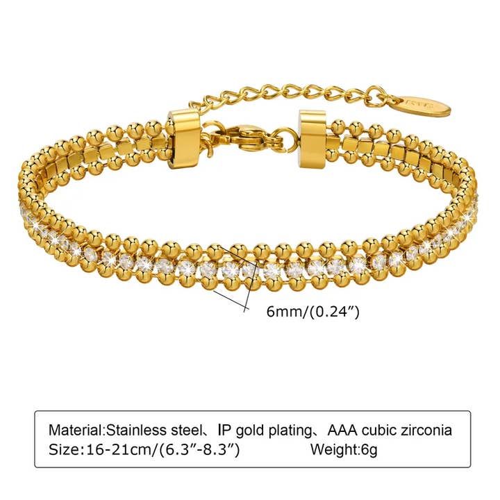 Sweet Cherry Sky - Wholesale Tennis Bracelet - 18K Gold Plated Stainless Steel Inlay Zircon Bracelet7
