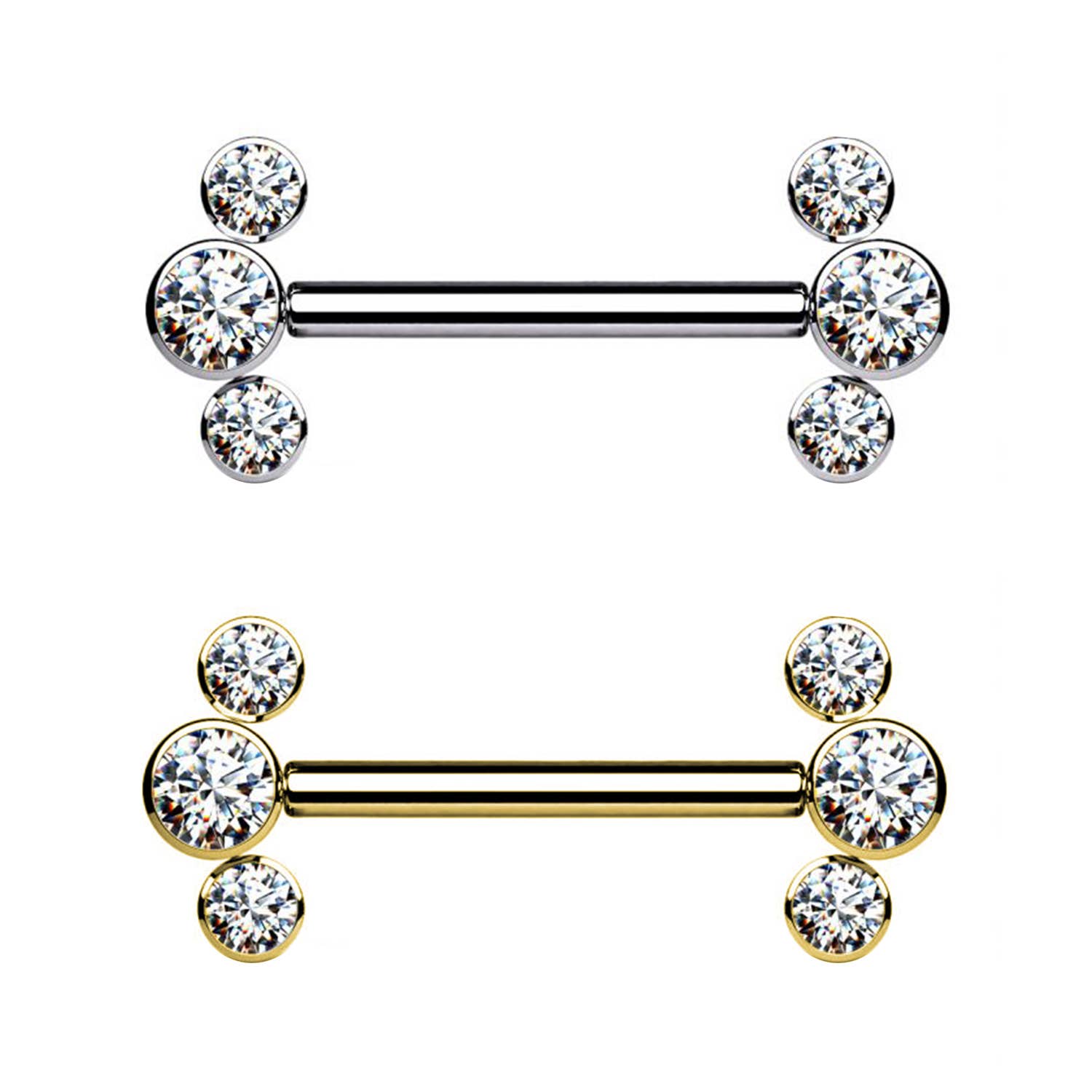 Awaken - Wholesale Single Earring - Barbell with Crystals PL-1073
