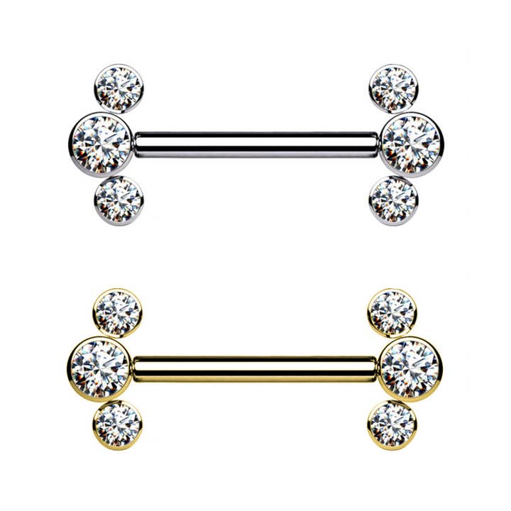 Awaken - Wholesale Single Earring - Barbell with Crystals PL-1073
