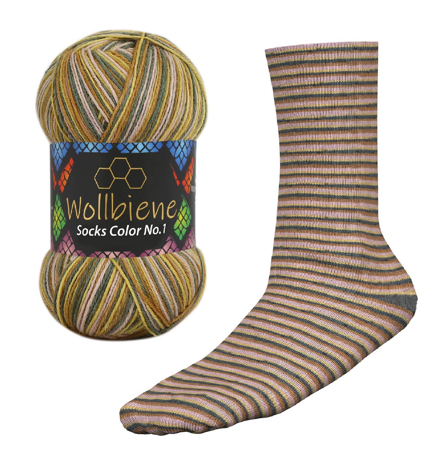 Wollbiene - Venta al por mayor Hilos - Hilo para calcetines Wool Bee Socks Color, 100 g, grosor 4 hebras12