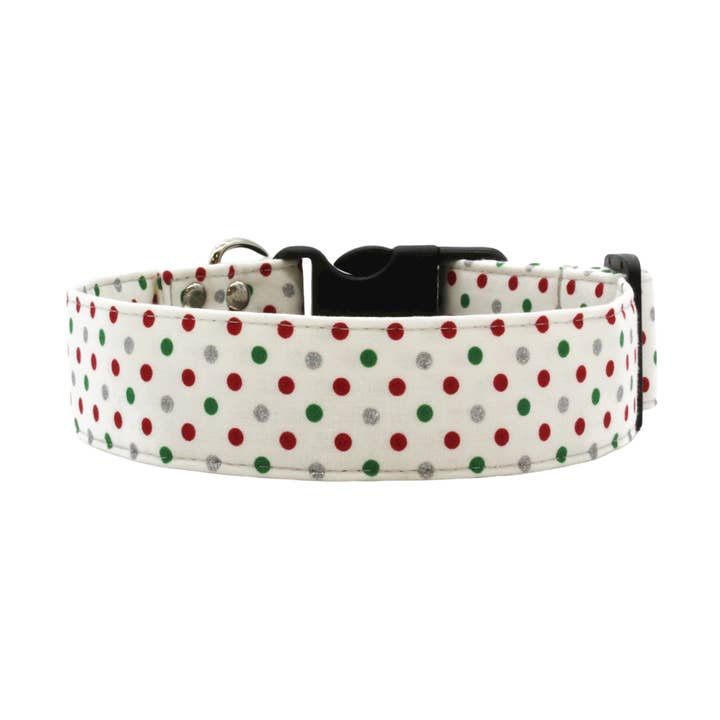 Red and green polka dot glitter dog collar - The Sleigh for wholesale by Paper Chasing Collars Dog Accessories