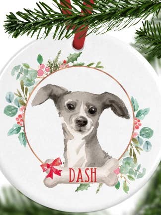 Italian Greyhound Personalised Christmas Ornament for wholesale by WagATudeTags
