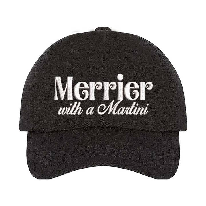 Merrier With A Martini Christmas Embroidered Baseball Hat for wholesale by DSY Lifestyle