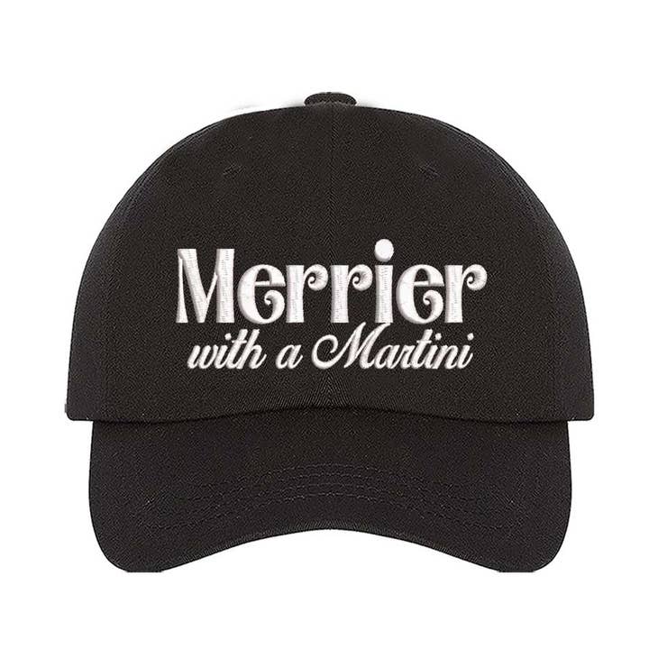 DSY Lifestyle - Wholesale Baseball Cap - Women's - Merrier With A Martini Christmas Embroidered Baseball Hat0