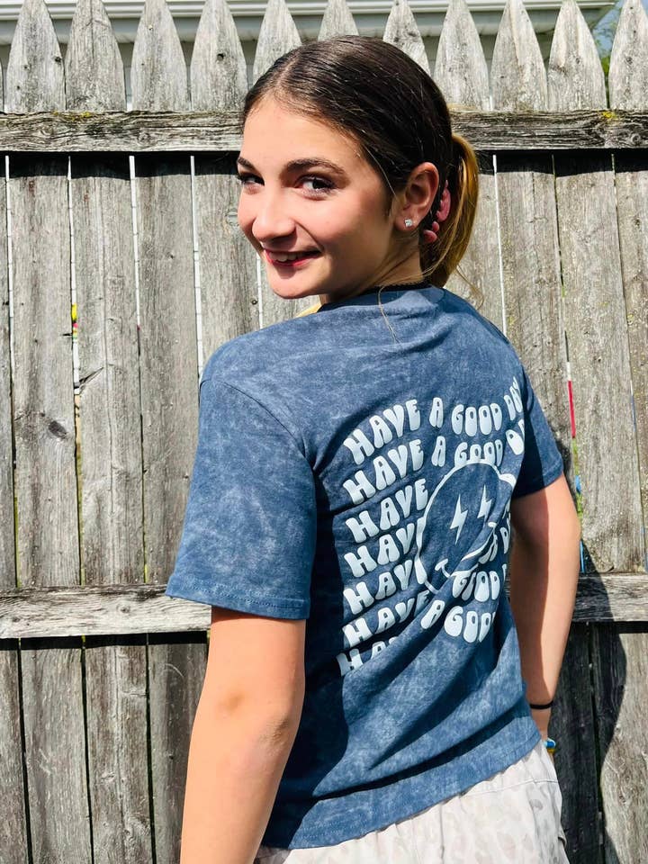 Have a Good Day 😊 Acid Wash Tee for wholesale by Huds + Hanes