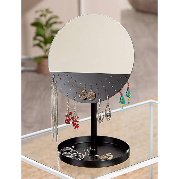 Round jewelry stand Mirror black H. 29.5 cm, PU 3 for wholesale on Faire1