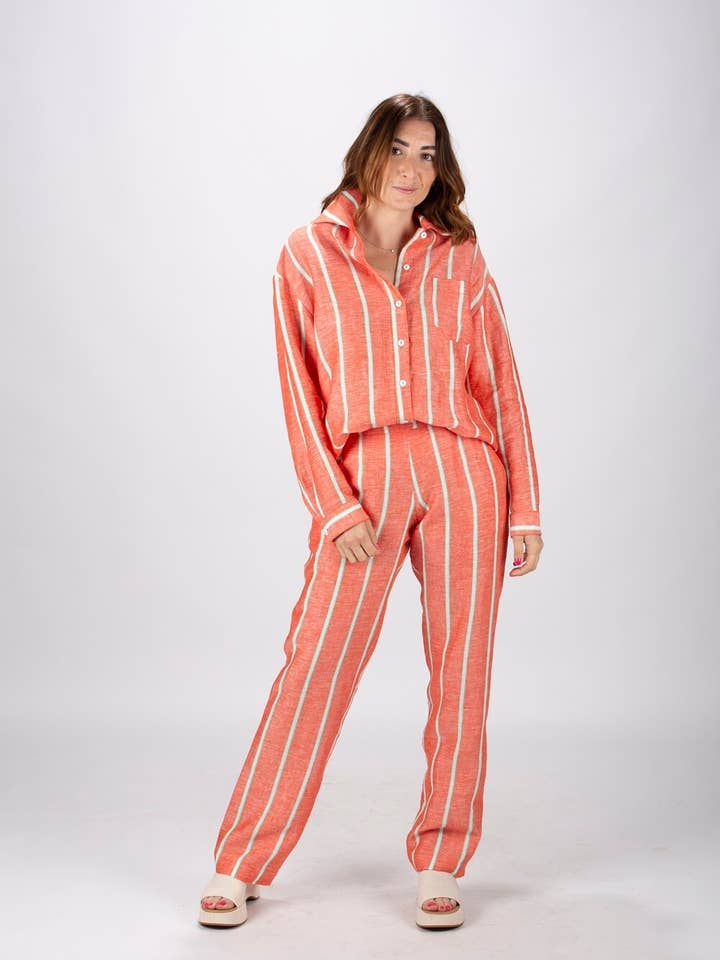 Robin green stripe pants for wholesale by ANNAHPA