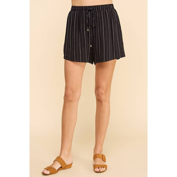 Soft Striped Woven Drawstring Shorts for wholesale by Allie Rose