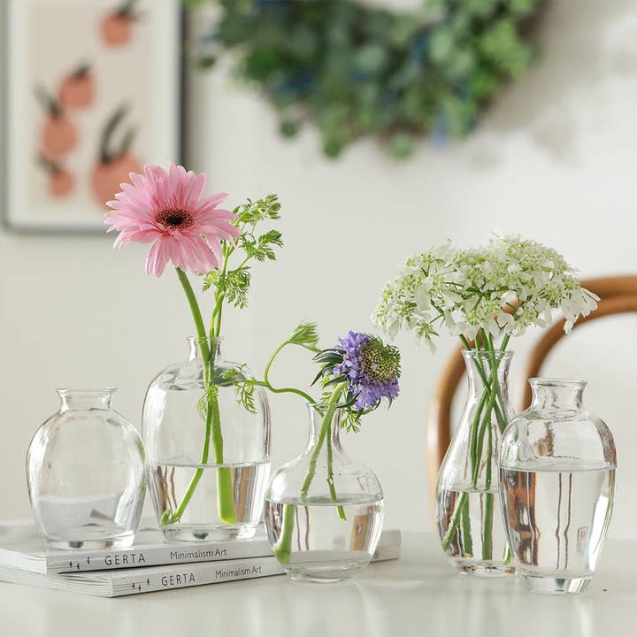High White Glass Bud Vases, Simple Style Floral Vases, Clear for wholesale on Faire