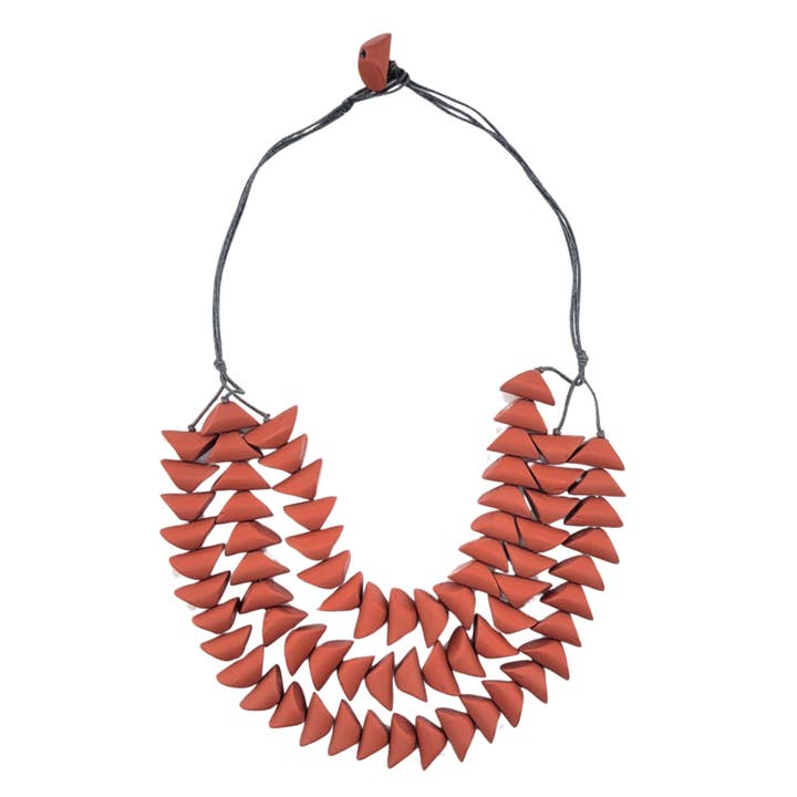 Wooden Triangle Layered Necklace for wholesale by This Side Up Designs