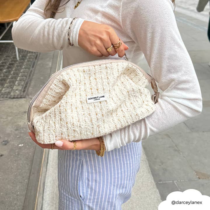 Coconut Lane - Wholesale Makeup/Cosmetic Bag - Magic Lifestyle Pouch - Vanilla Textured Tweed5