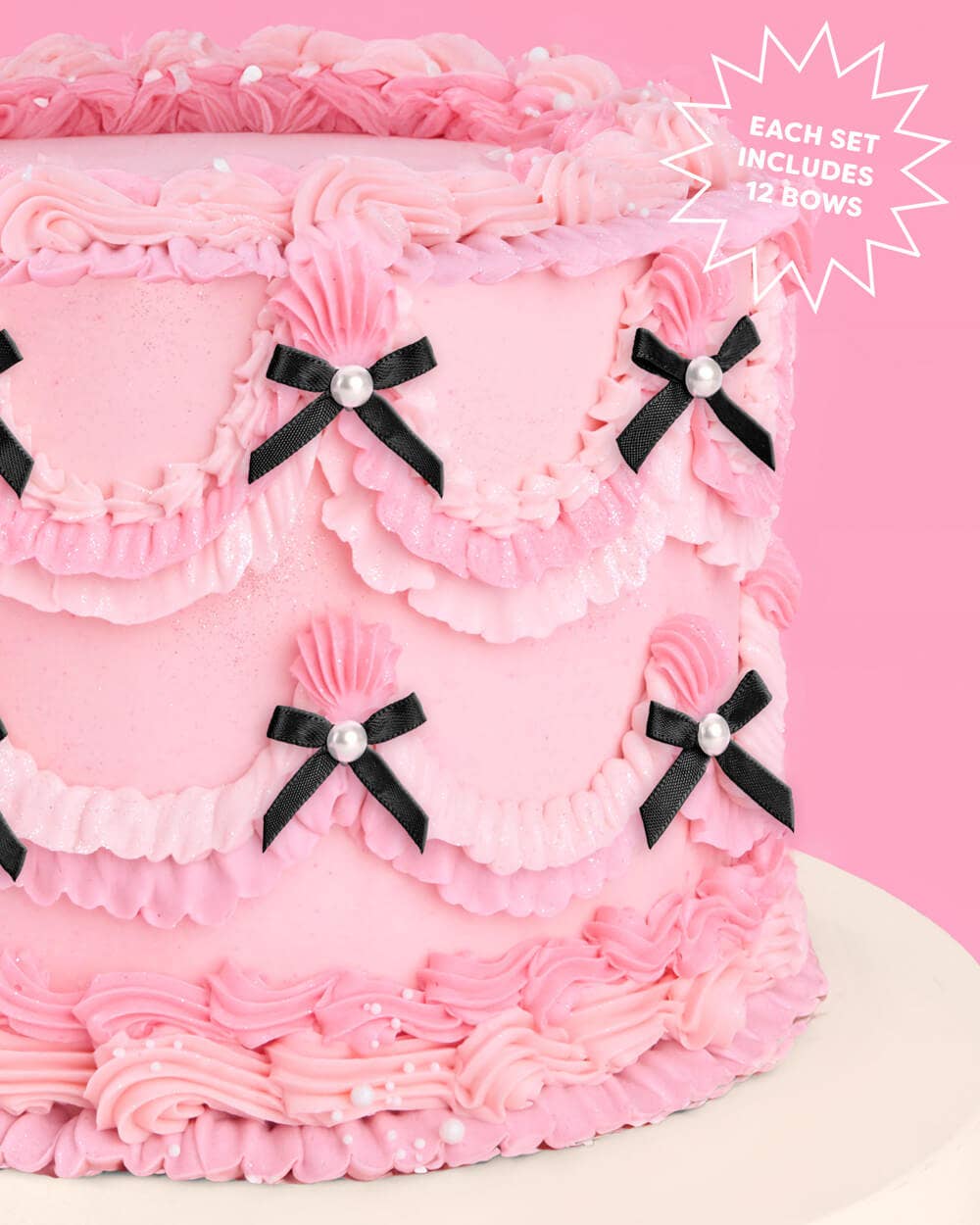 xo, Fetti - Wholesale Cake/Cupcake Topper - Bow Cake Toppers - 12 black + pearl cake toppers3