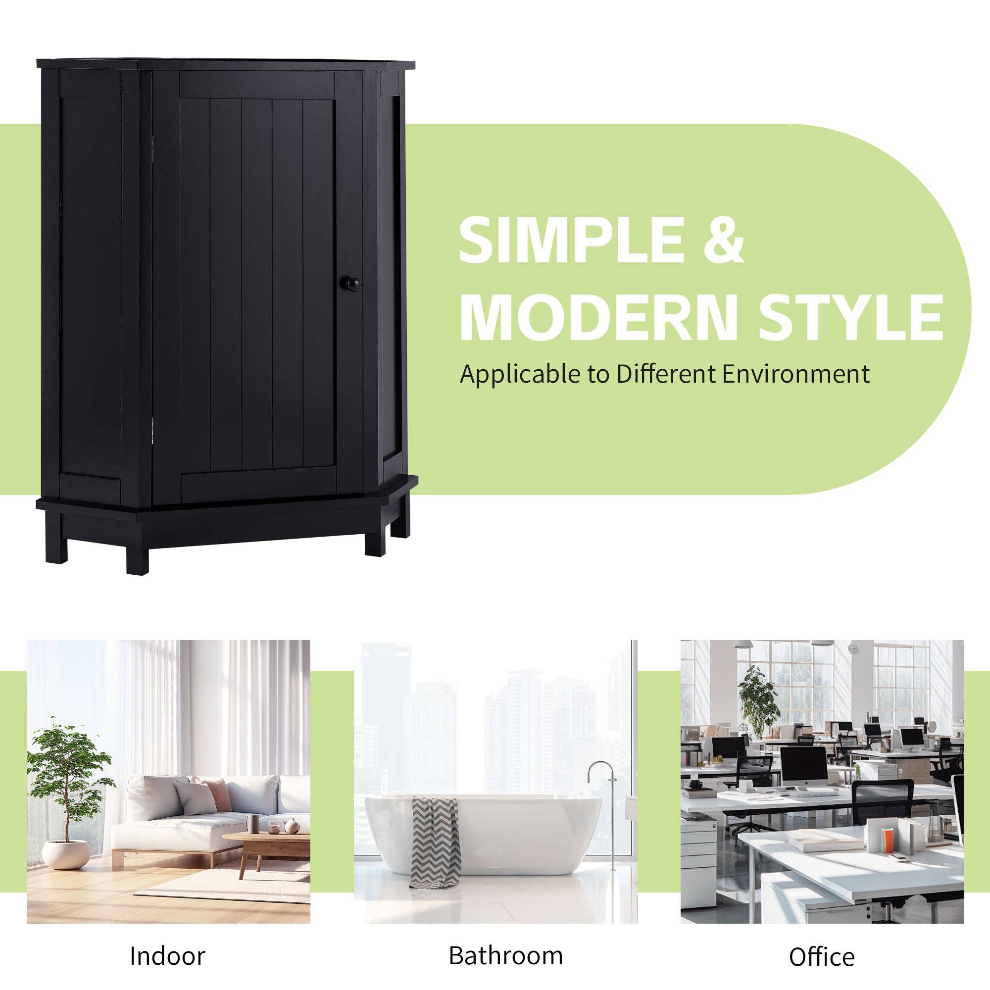 Orange County Decor - Wholesale Cabinet - Black Bathroom Cabinet Triangle Corner Storage Cabinet With Adjustable Shelf Modern Style Mdf Board Black Mdf8