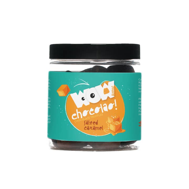 Salted Caramel chocolate truffles - Gifting jar 130g for wholesale by WOW Chocolao! - UK Warehouse