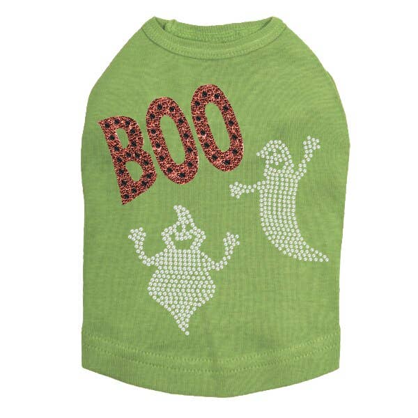 Orange Glitter Boo med Rhinestone Ghost - Hund Tank for engroshandel hos Dog in the Closet