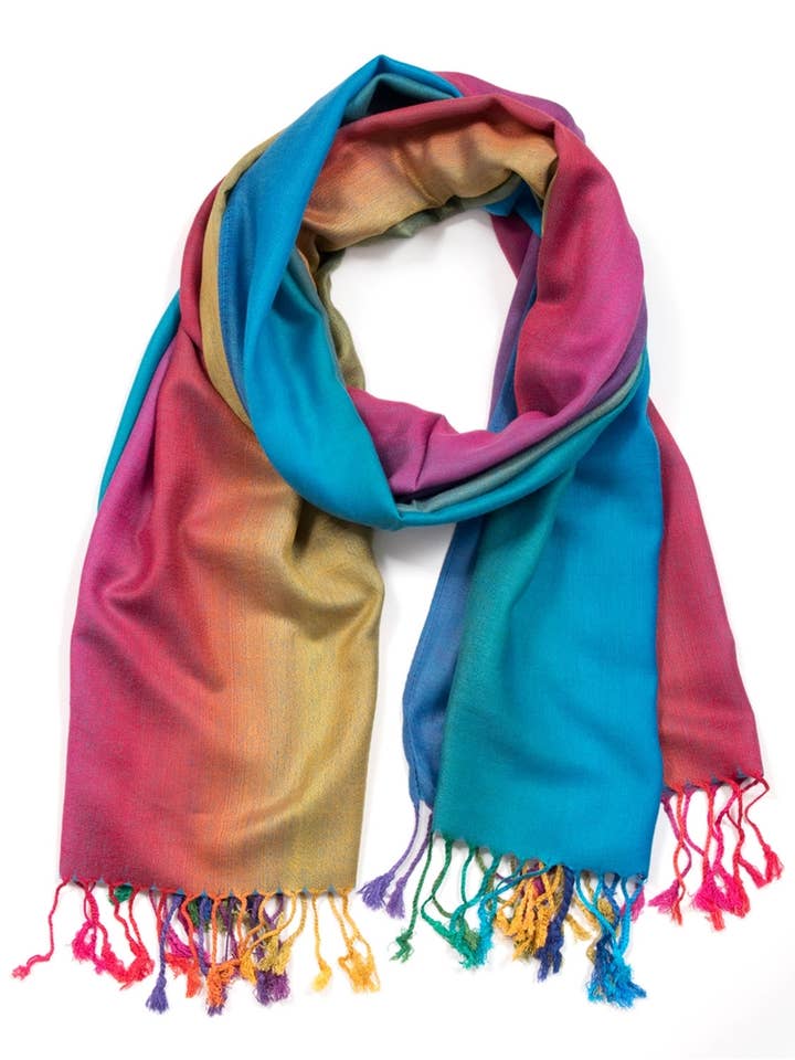 Multi-Color Fringed Edge Wrap Scarf for wholesale by Value Arts