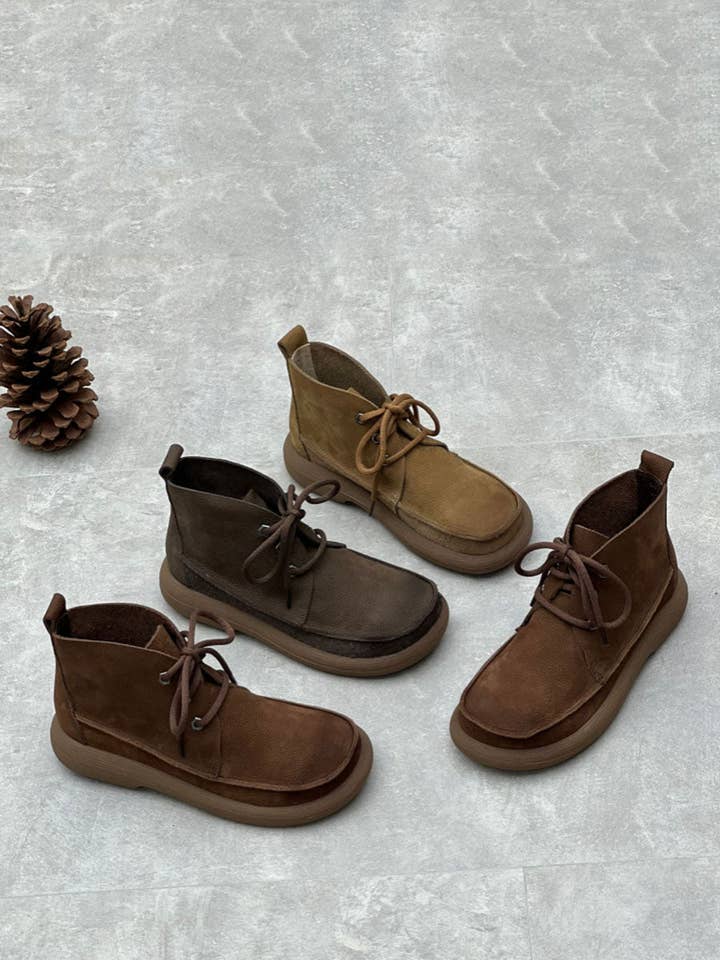 StyleGalX – wholesale Stövletter – Baby – Kvinnors vintersolida band äkta läder lågklackade stövlar
