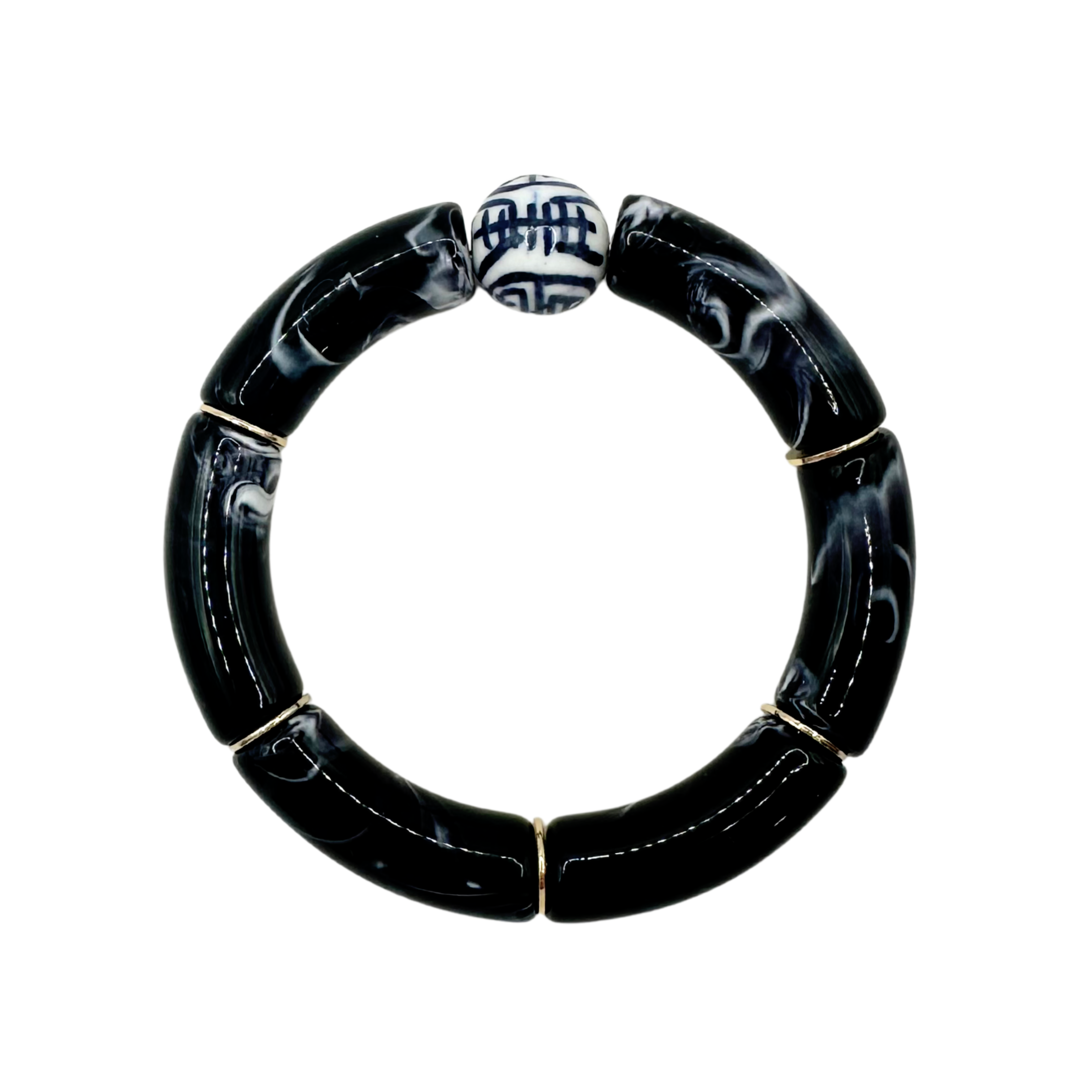 Fornash - Vendita all'ingrosso Bracciale con perline - Bracciale in tubo acrilico di bambù - Blu Cina0
