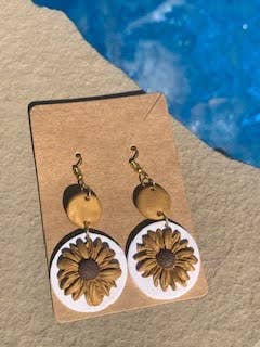 Sunflower Dangle Earrings for wholesale by Polymearrings Jewelry Co.