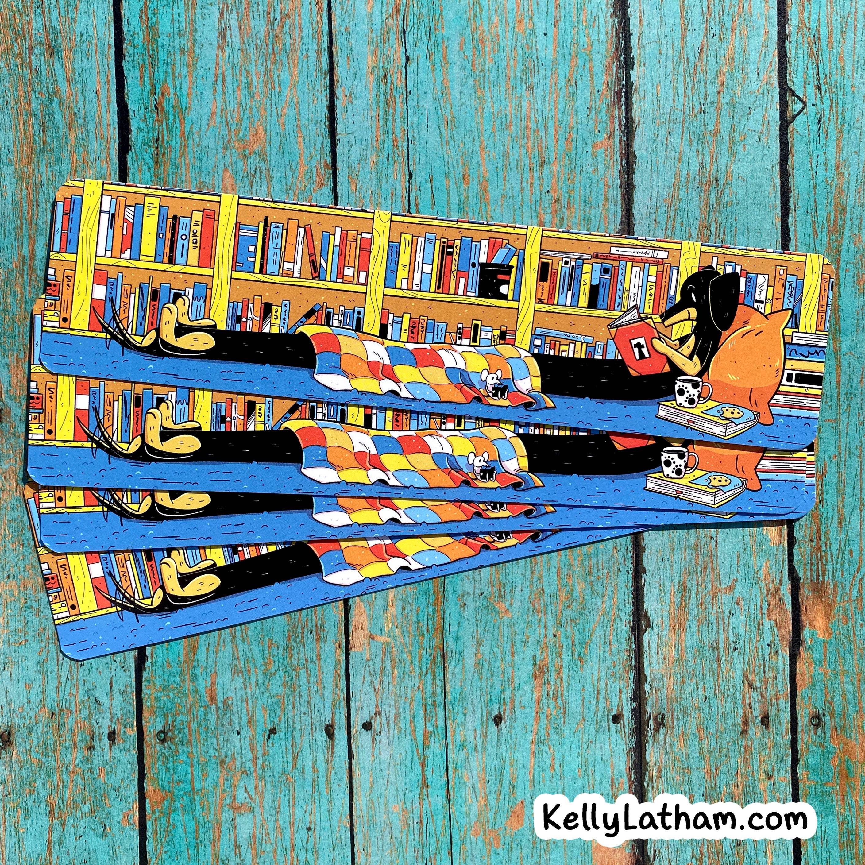 Kelly Latham Art - Wholesale Bookmark - Dog Reading Bookmark - Dachshund Cute Bookstore Gift Puppy4