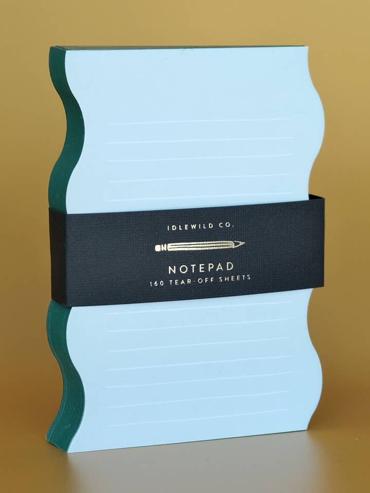 Wavy Shaped Notepad | Mint + Evergreen Edge for wholesale by Idlewild Co.