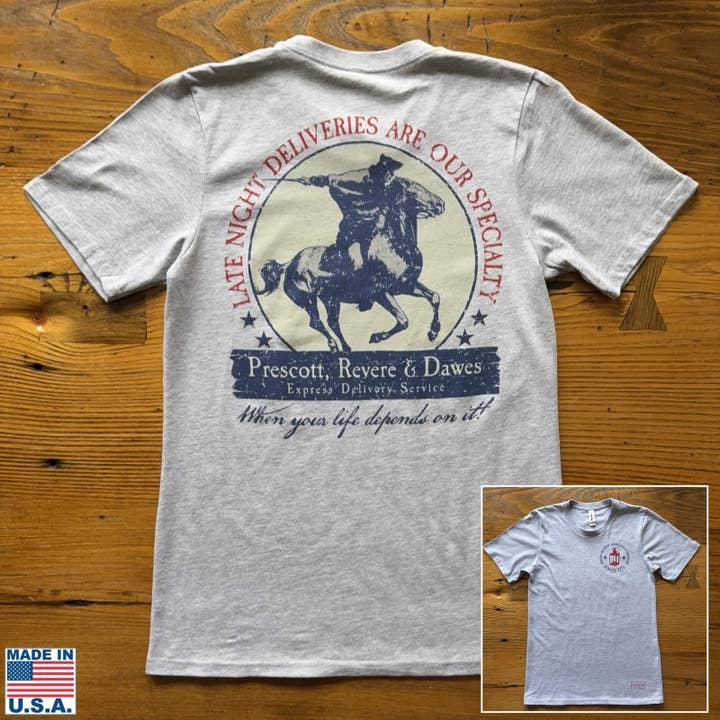 "Prescott, Revere, and Dawes Express Delivery Service" Made in America Shirt for wholesale by The History List