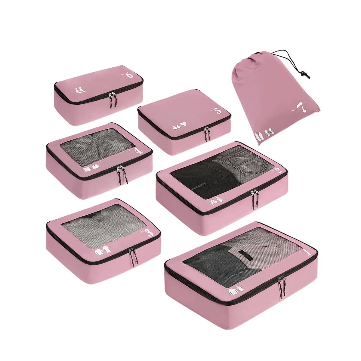 wandf – wholesale Packningskub – 7-delat set tåliga resväskorganisatörer med packpåsar40