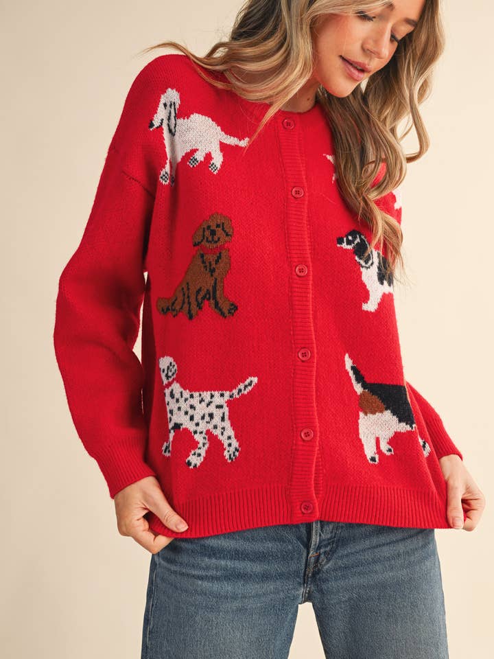 &MERCI - Wholesale Knit Sweater - Women's - DOG KNIT SWEATER CARDIGAN MSW1118635