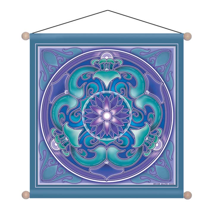 15" X 15" Banner Meditation Nouveau Lotus for wholesale by Mandala Arts