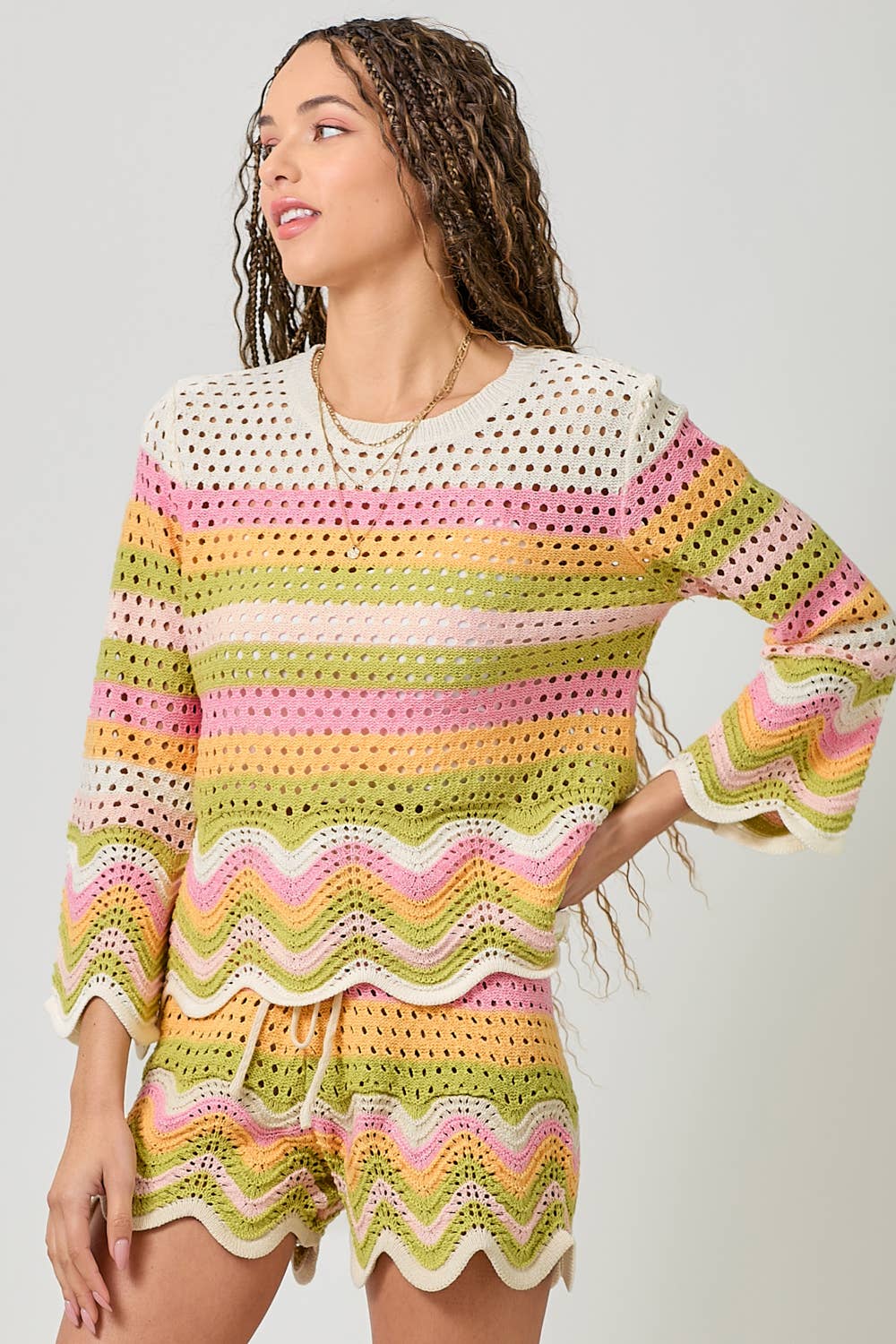 Mystree - Wholesale Pullover-trui - Dames - 61007 Open Stitch High Low Trui23