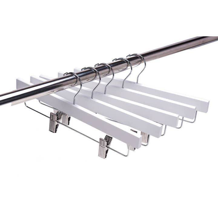 Quality Hangers - Wholesale Clothes Hangers - W043 - Wooden Straight Skirt Hangers, 14", White 120 pcs