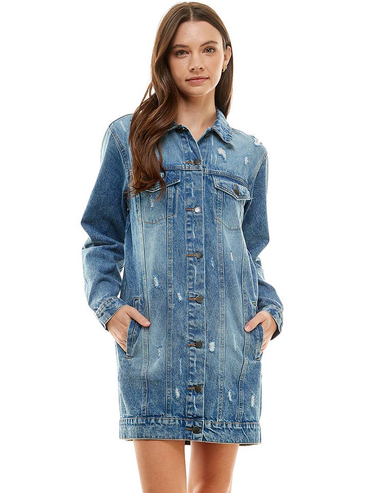 BLUE AGE - Wholesale Denim Jacket - Women's - Denim Jacket with Distressed (OPEN PACK)1