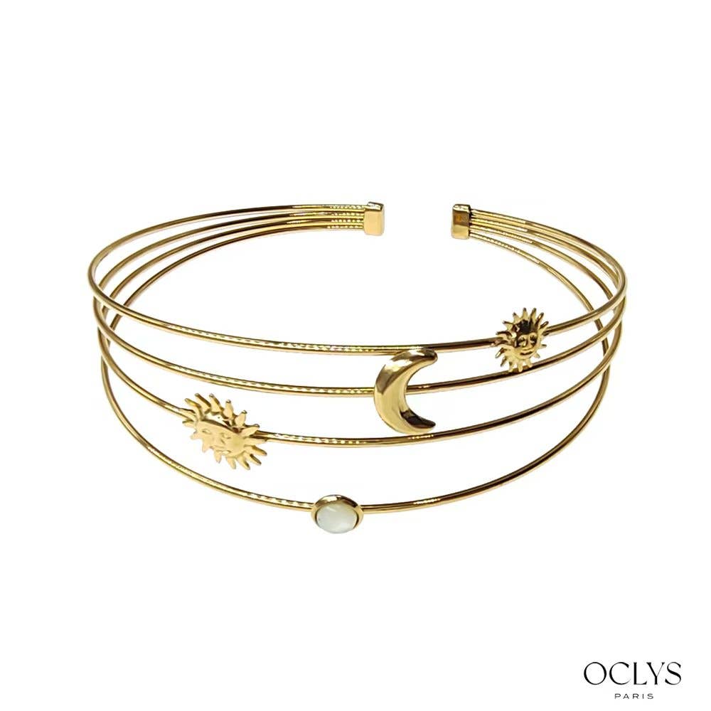 Oclys - Wholesale Cuff Bracelet - Lara stainless steel sun moon arm bracelet0