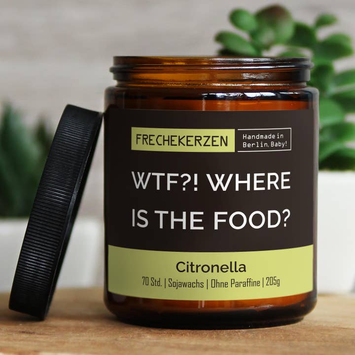 mysoy® Duftkerzen-Manufaktur - Wholesale Jar/Filled Candle - Candle with saying | wtf?! where is the food? | Gift soy7