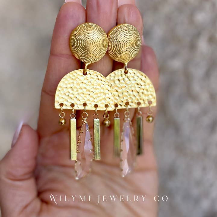 PRESENCE Crystal Statement Earrings | 24k GF for wholesale by WILYMI Jewelry Co